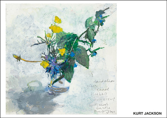 Dandelion, green alkanet, bluebell, buttercup, St Mawes Castle. Postcard. Pack of 10.