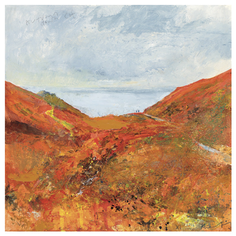 Autumn down Cot. Greeting Card. Pack of 4.