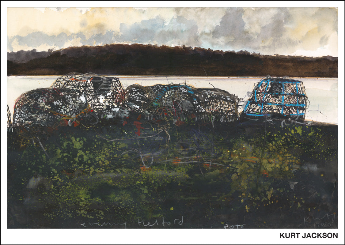 Evening Helford pots. Postcard. Pack of 10.