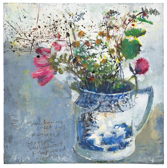 Frenchman’s Creek jug. Mayweed, foxglove... Greeting Card. Pack of 4.