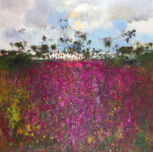 Kurt Jackson print of a a foxglove filled hedgerow. Limited edition lithoprint. £150.