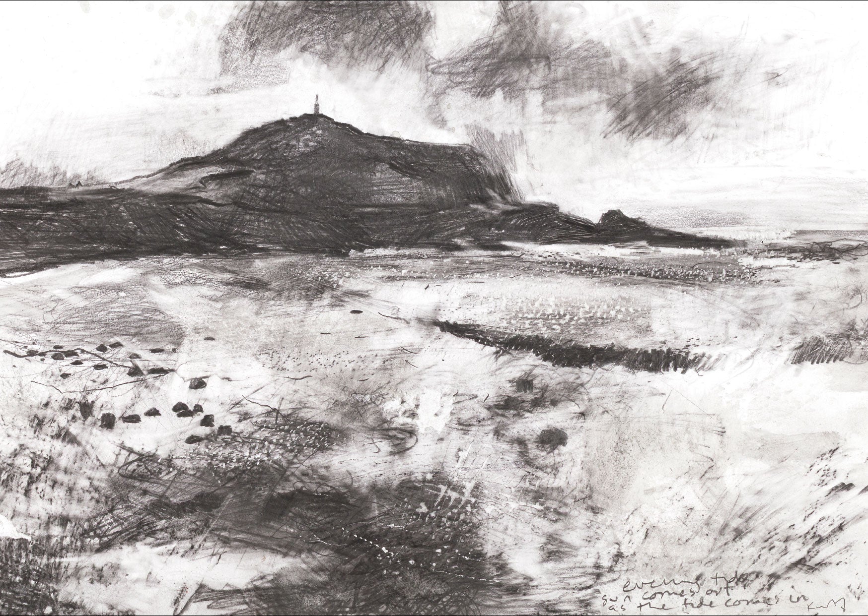 Pencil drawing of Cape Cornwall Headland. Postcard. Pack of 10. £7.50