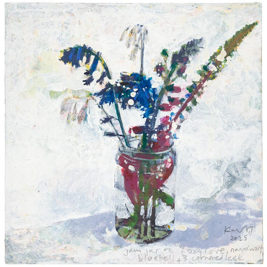 Jam jar of foxgloves...Greeting Card. Pack of 4. £10