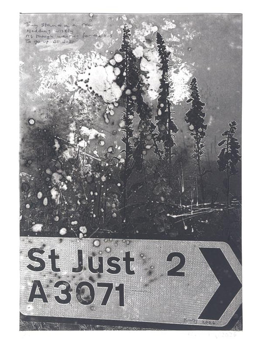 To St Just. Solar etching. Black and white. £850