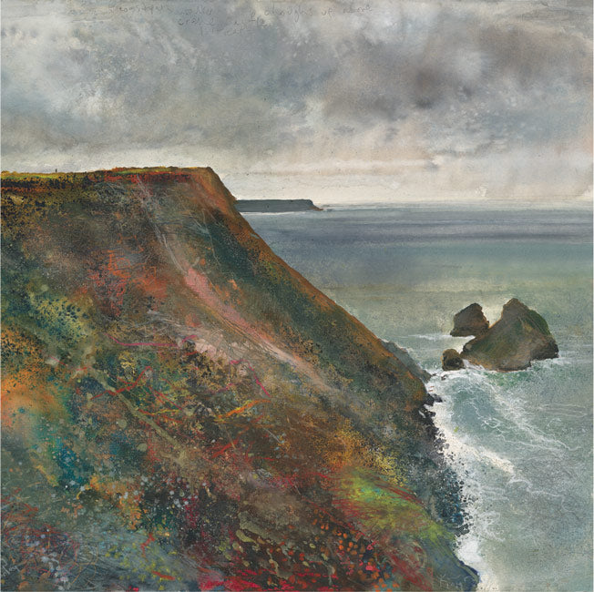 Coast path walker, Crane Castle, Portreath. 2019.  Greeting Card. Pack of 4.