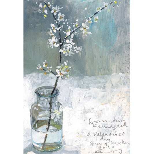 A Valentine's Day spray of blackthorn. Greeting Card. Pack of 4.