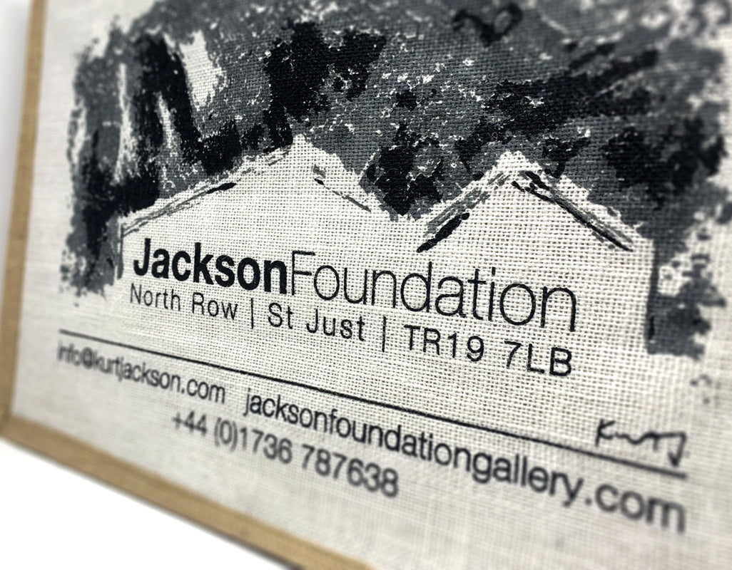 White Jackson Foundation Screen Printed Jute Bag