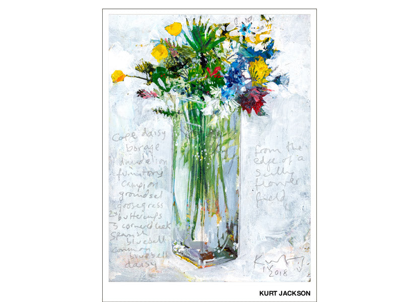 From the edge of a Scilly flower field. 2018. Postcard. Pack of 10.